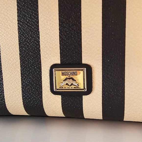 MOSCHINO Bag. Moschino by Redwall Vintage Cream & Black Striped Print - Picture 11 of 13